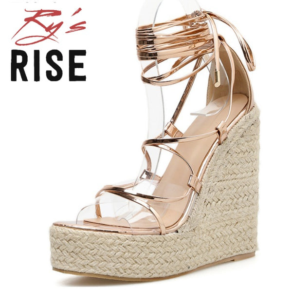 Dakota- Wedge cross strap sandals