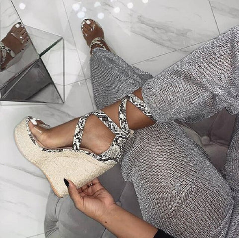 Elenah- Snake skin espadrille sandals