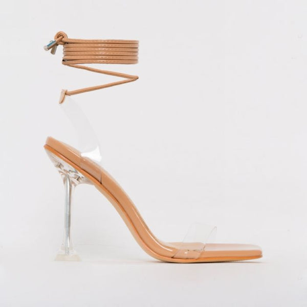 Nunu- Sexy Cross Strap With Clear Heels