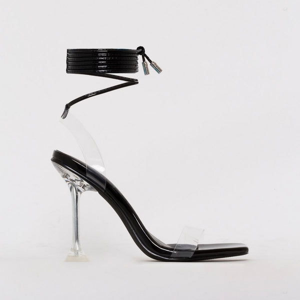 Nunu- Sexy Cross Strap With Clear Heels