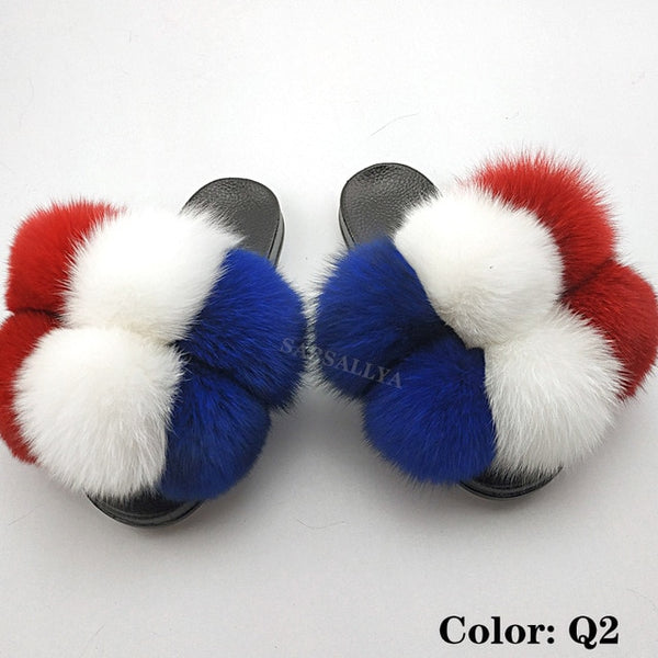 Faya- Big puff fur slides