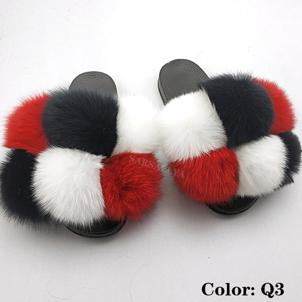 Faya- Big puff fur slides