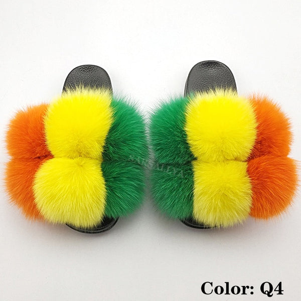 Faya- Big puff fur slides