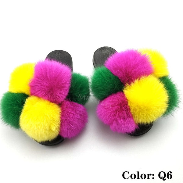 Faya- Big puff fur slides