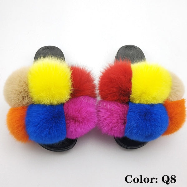 Faya- Big puff fur slides