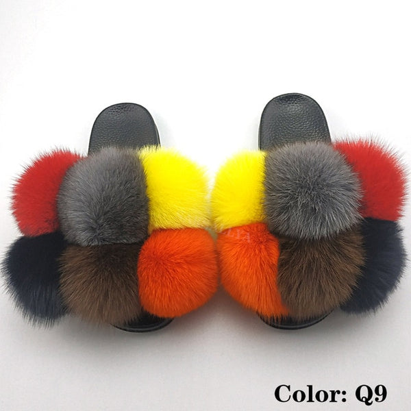 Faya- Big puff fur slides