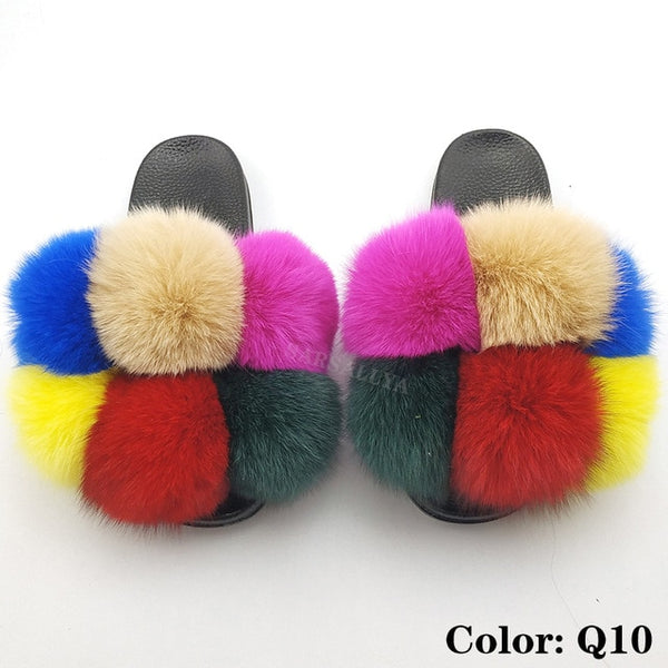 Faya- Big puff fur slides