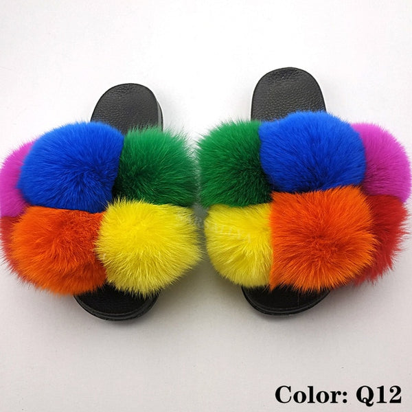 Faya- Big puff fur slides
