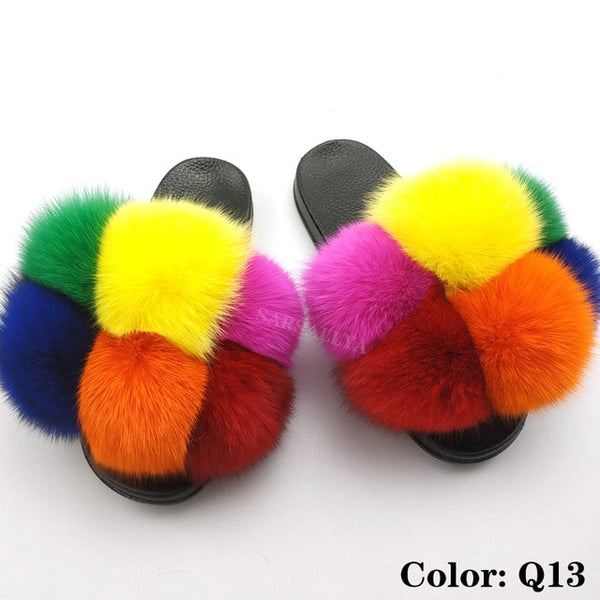 Faya- Big puff fur slides