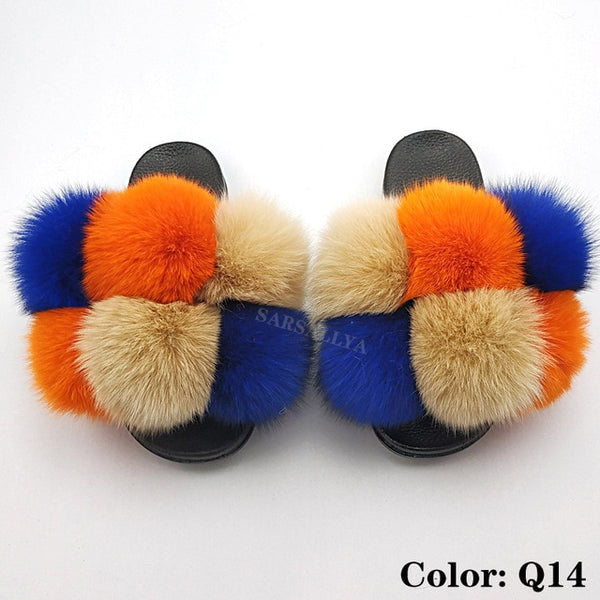 Faya- Big puff fur slides