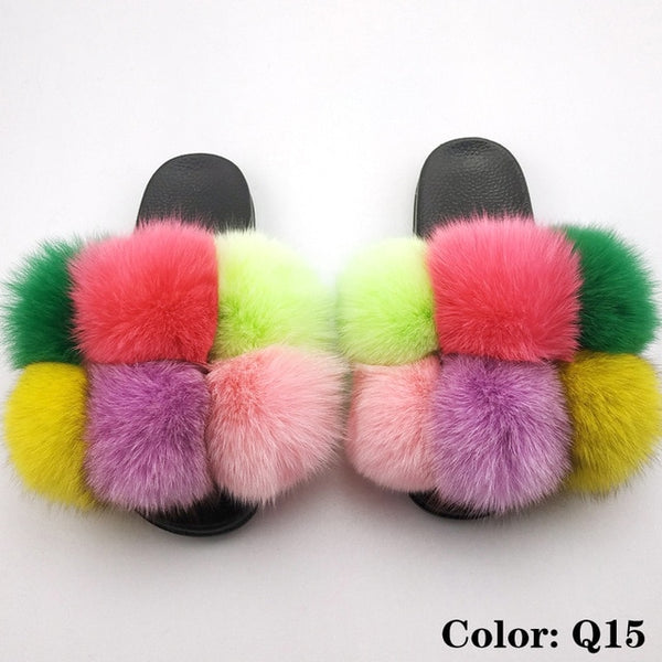 Faya- Big puff fur slides