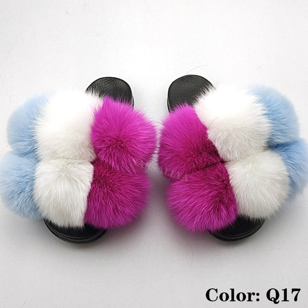 Faya- Big puff fur slides