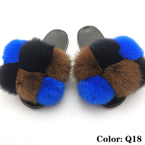 Faya- Big puff fur slides