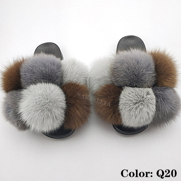 Faya- Big puff fur slides