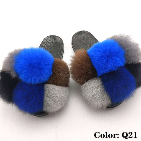Faya- Big puff fur slides