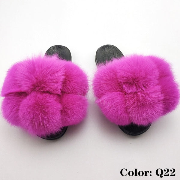 Faya- Big puff fur slides