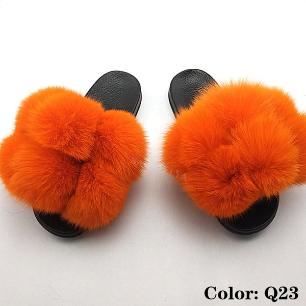 Faya- Big puff fur slides