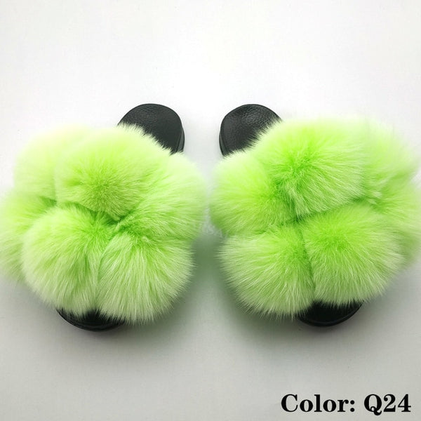 Faya- Big puff fur slides