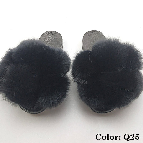Faya- Big puff fur slides