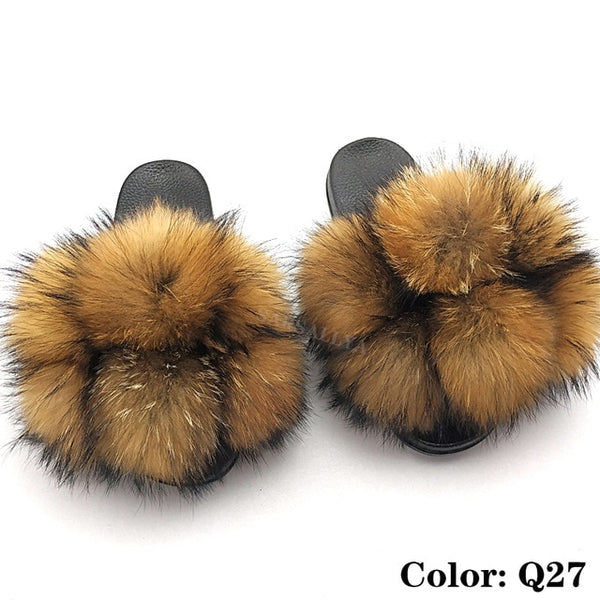 Faya- Big puff fur slides