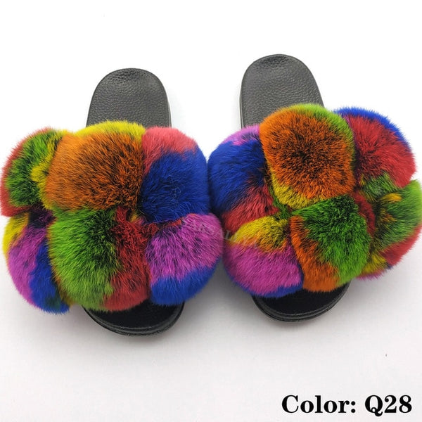 Faya- Big puff fur slides