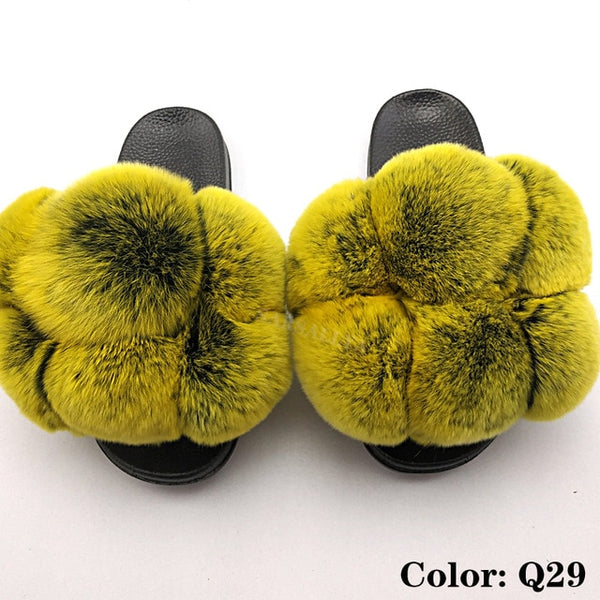 Faya- Big puff fur slides