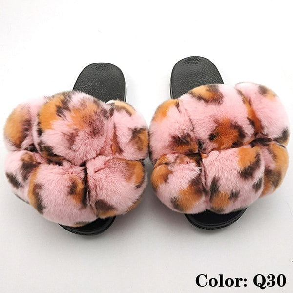 Faya- Big puff fur slides