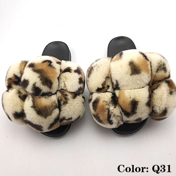 Faya- Big puff fur slides