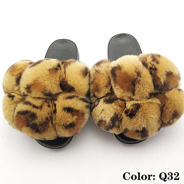 Faya- Big puff fur slides