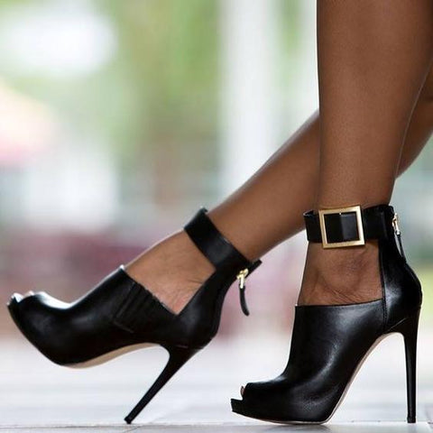 Adrianna- Peep Toe Cut Out Pumps