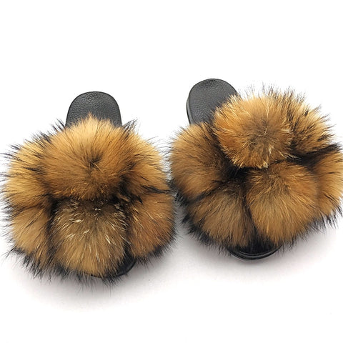 Faya- Big puff fur slides