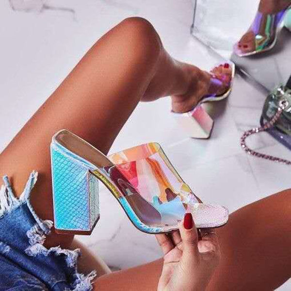 Selena- Chunky Heel peep toe pumps