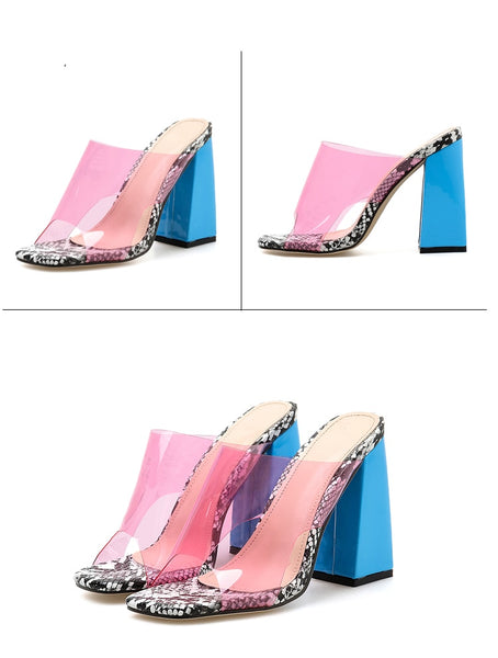 Selena- Chunky Heel peep toe pumps